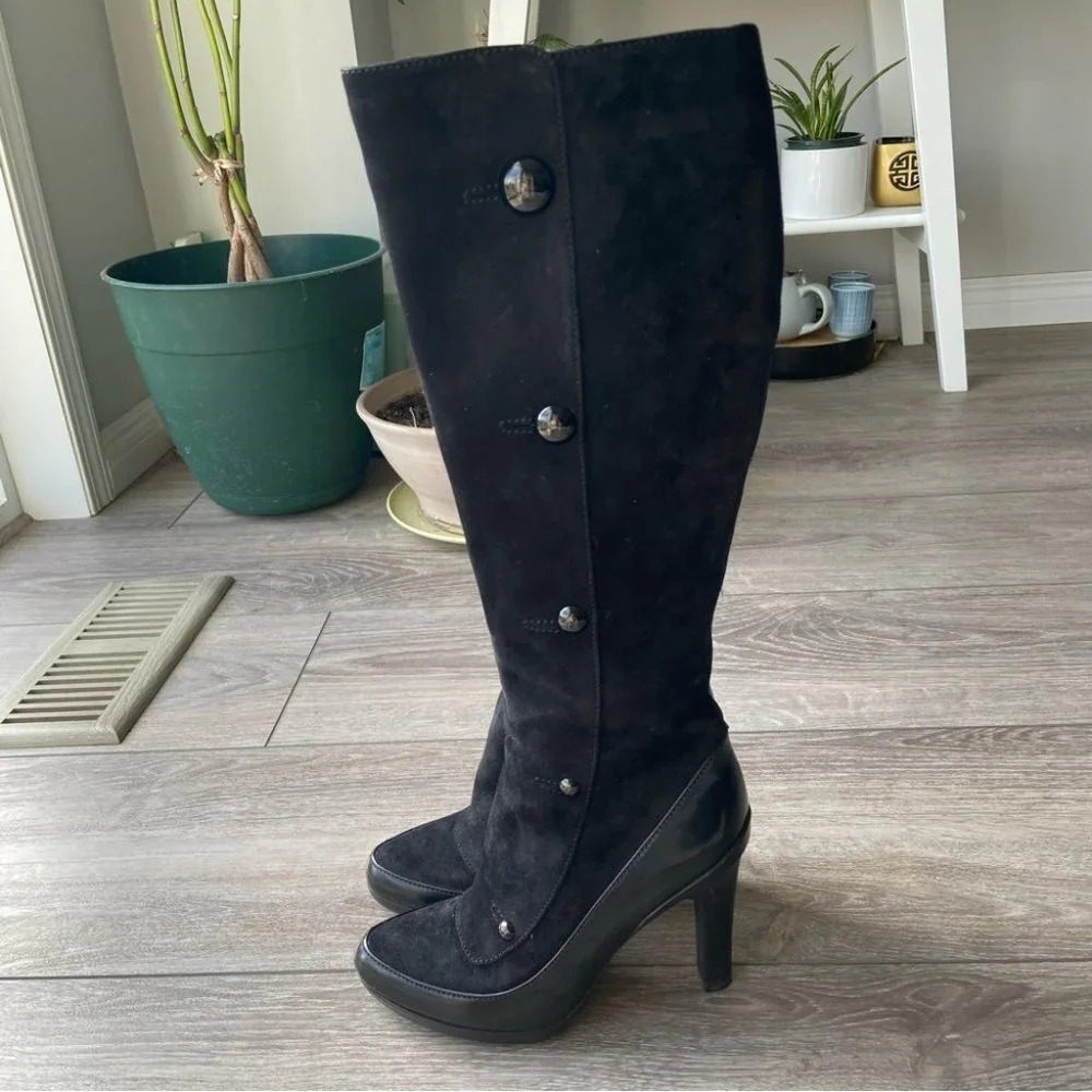 Fendi Suede Full Leather Heeled Riding Boots